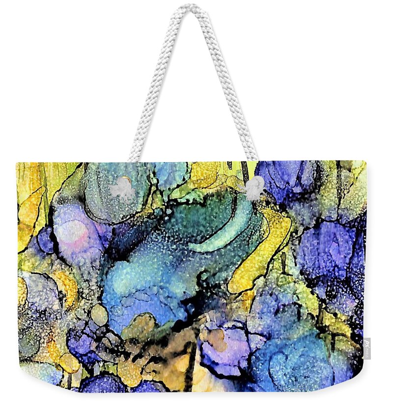 Donoghue Weekender Tote Bag featuring the painting Little Blue by Patty Donoghue