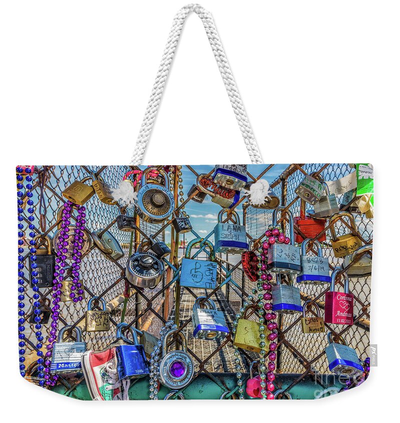 New Orleans Weekender Tote Bag featuring the photograph Locked on the Fence by Kathleen K Parker