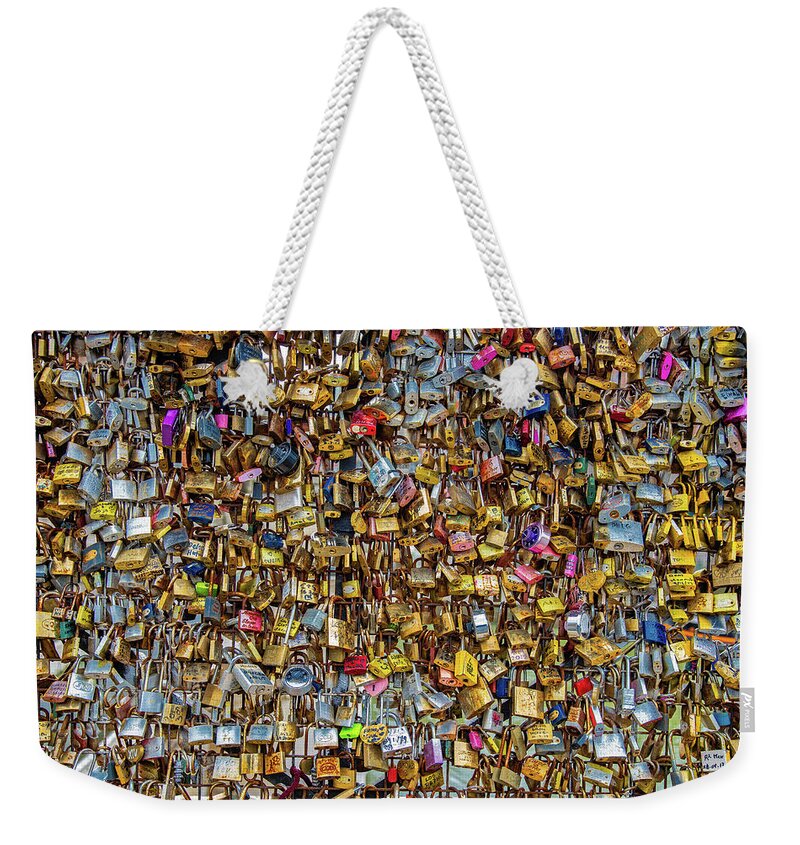 Locks Weekender Tote Bag featuring the photograph Locks of Love for Paris by Darren White