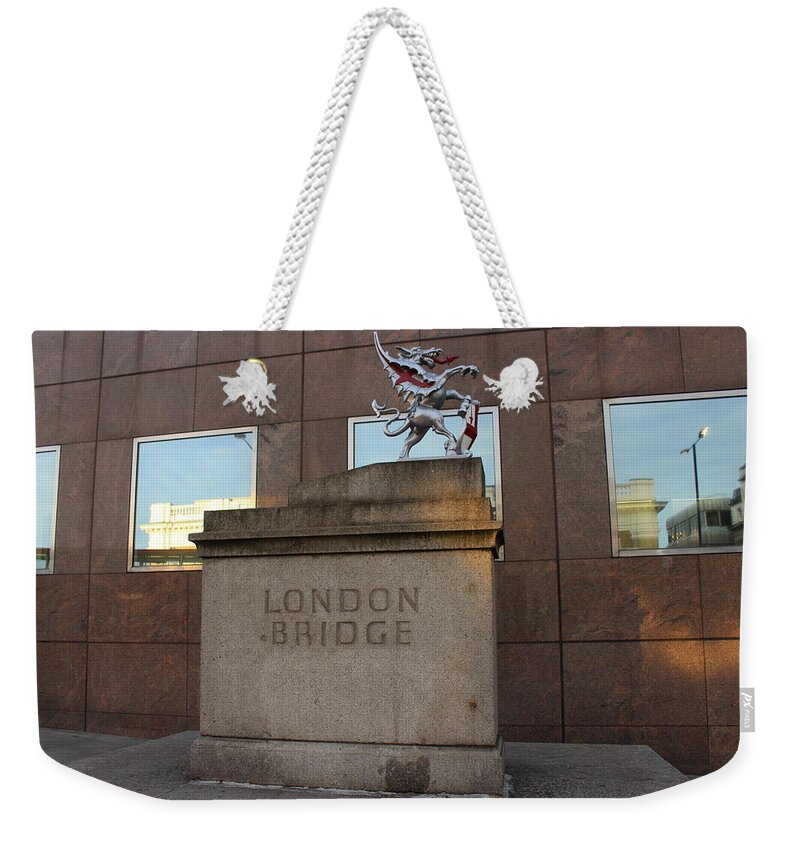 Bridge Weekender Tote Bag featuring the photograph London Bridge Sign by Laura Smith