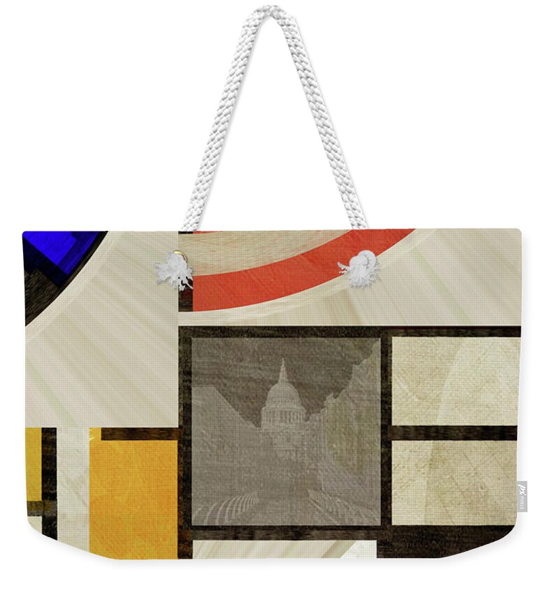 Geometric Weekender Tote Bag featuring the mixed media London Squares ONE ONE ONE by BFA Prints
