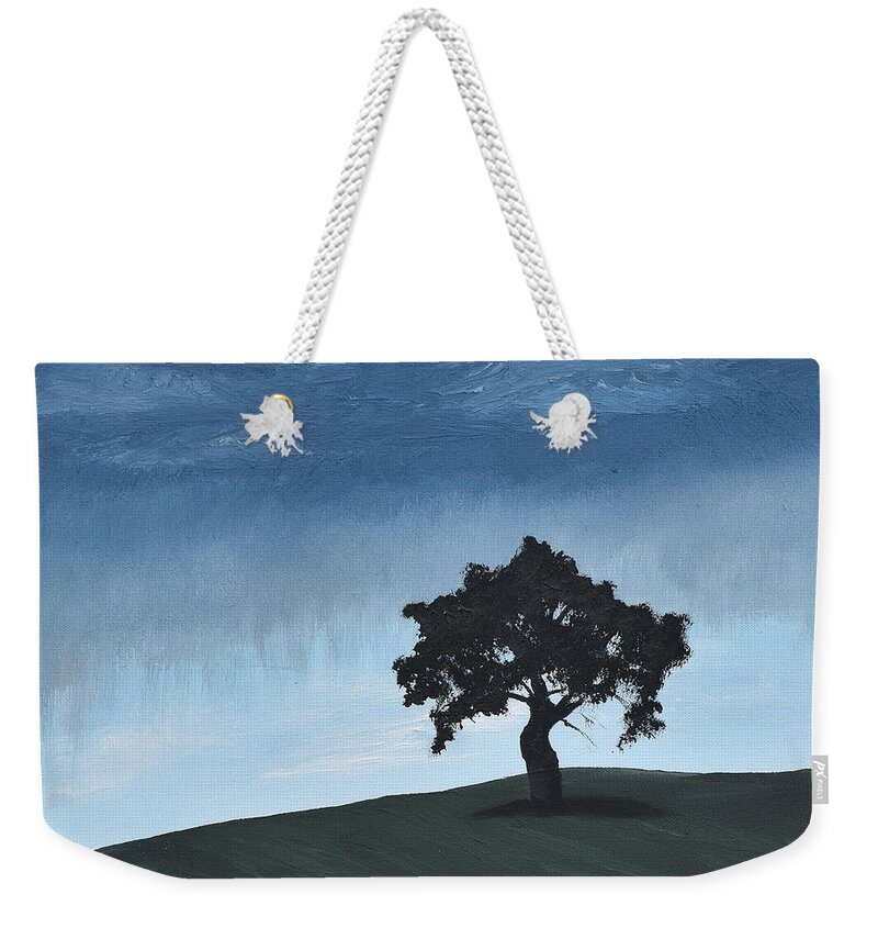 Landscape Weekender Tote Bag featuring the painting Lone Tree by Gabrielle Munoz