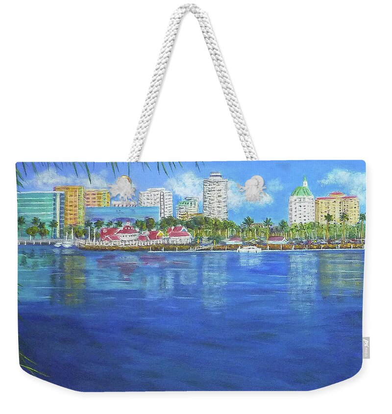 Long Beach Shoreline Weekender Tote Bag featuring the painting Long Beach Shoreline by Amelie Simmons