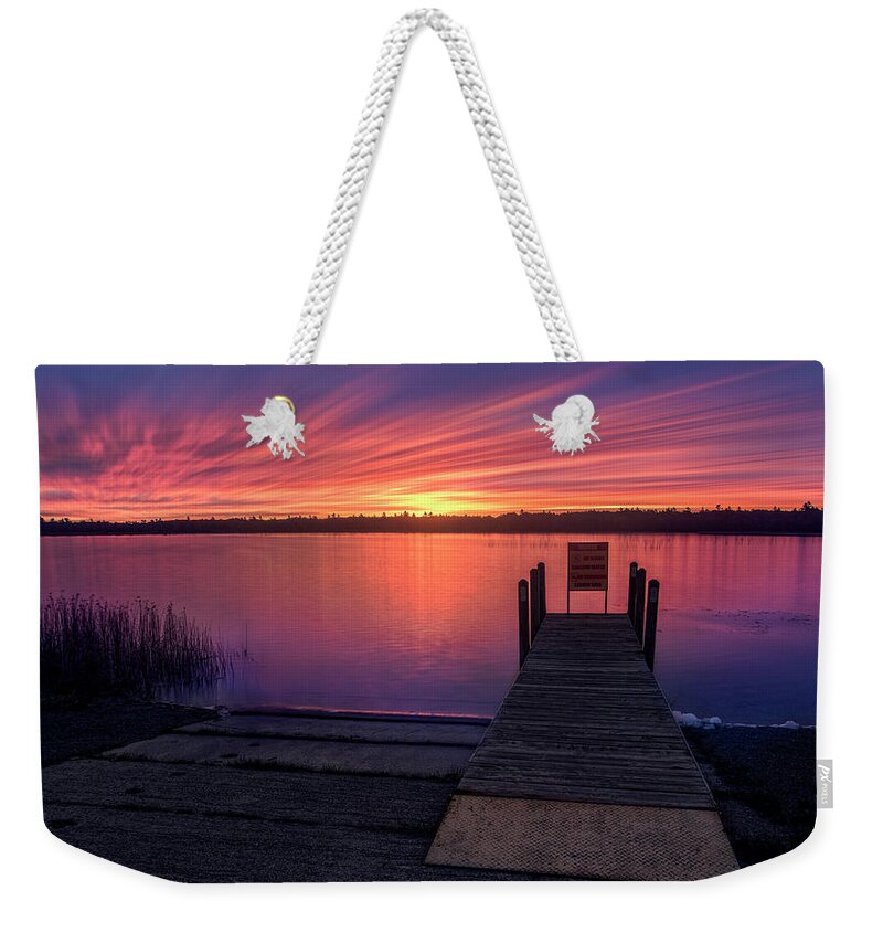 Marl Lake Weekender Tote Bag featuring the photograph Long Exposure sunrise at Marl Lake by Ron Wiltse
