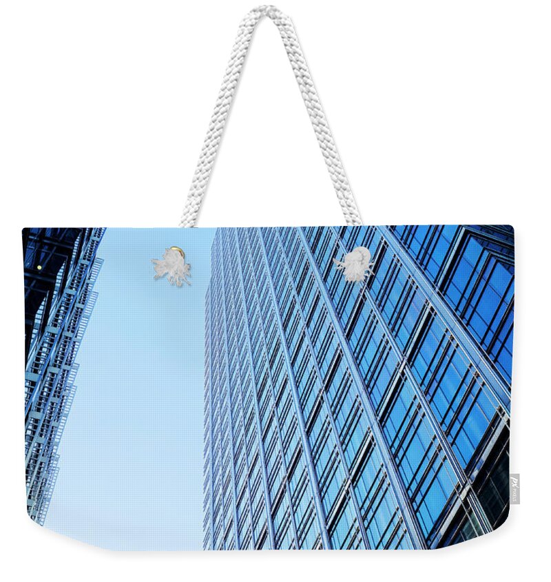 Office Weekender Tote Bag featuring the photograph Looking Up Modern Office Block by Doug Armand
