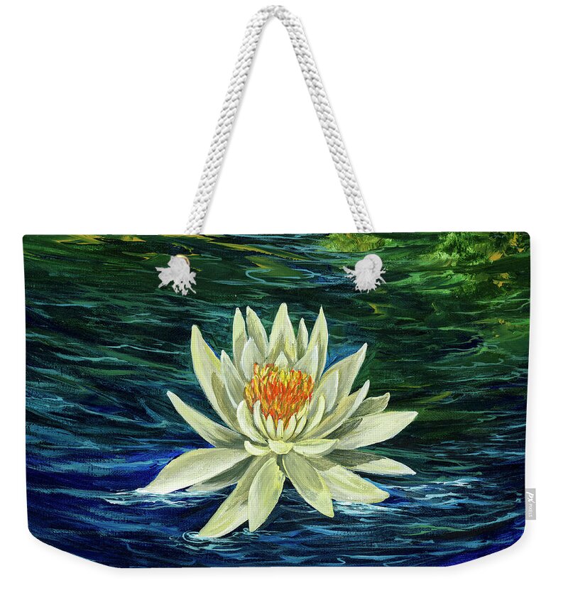  Flower Weekender Tote Bag featuring the painting Lotus Flower by Darice Machel McGuire