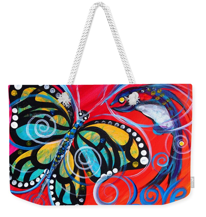 Butterfly Weekender Tote Bag featuring the painting Love by J Vincent Scarpace