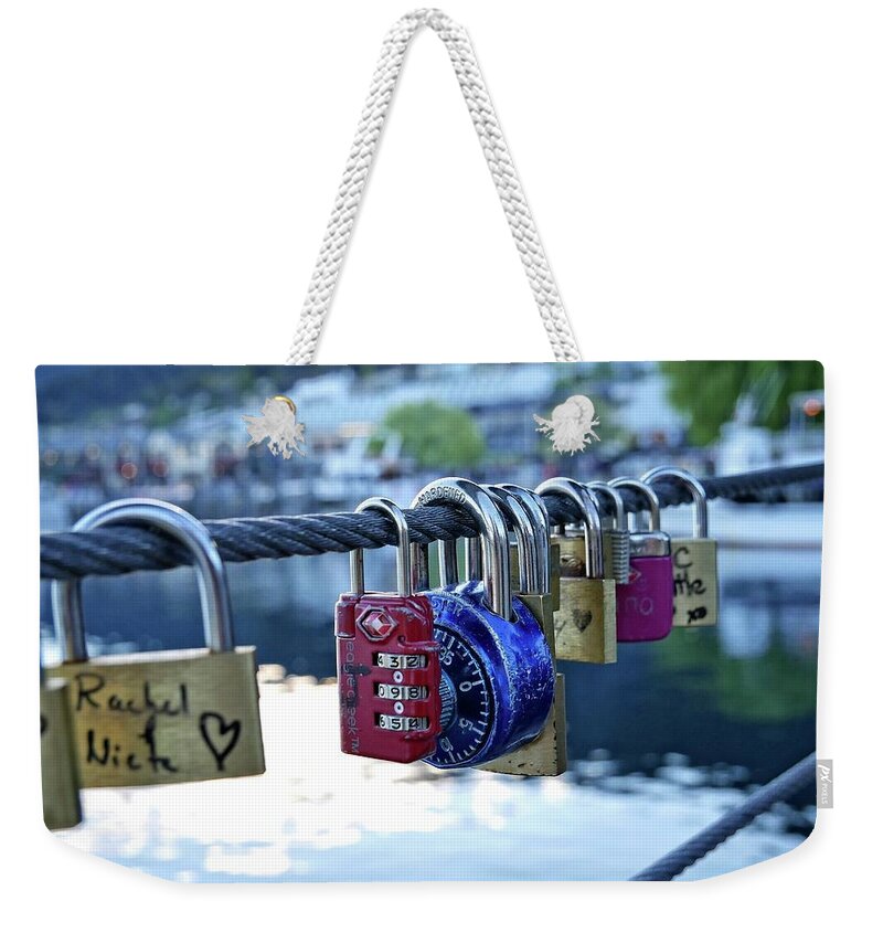 Love Weekender Tote Bag featuring the photograph Love padlocks by Martin Smith
