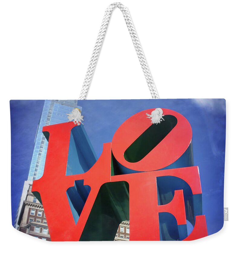 Philadelphia Weekender Tote Bag featuring the photograph Love Philly by Carol Japp