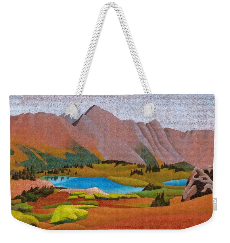 Art Weekender Tote Bag featuring the drawing Loveland Pass Lakes by Dan Miller