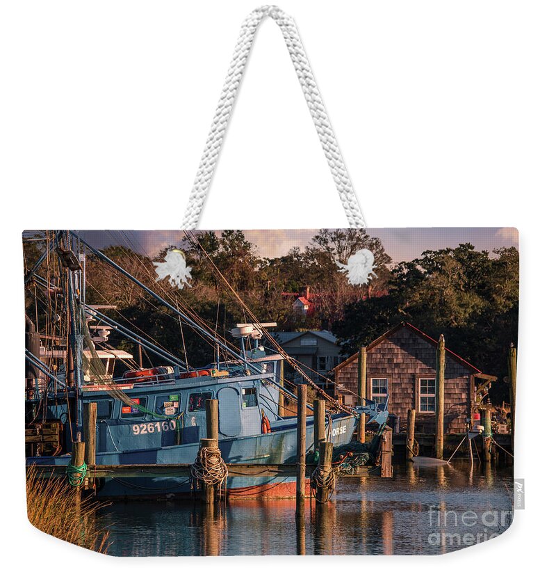Shem Creek Weekender Tote Bag featuring the photograph Lowcountry Shem Creek - Salt Life by Dale Powell