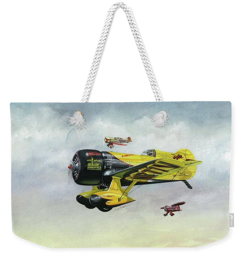 Granville Weekender Tote Bag featuring the painting Lowell Bayle's Gee Bee by Simon Read