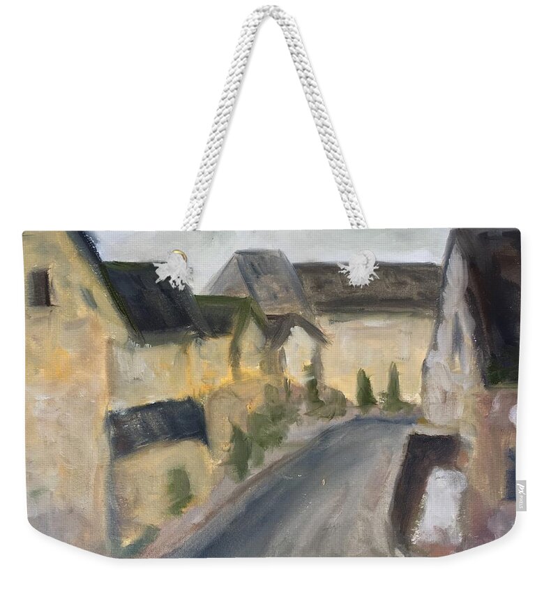 Cotswold Weekender Tote Bag featuring the painting Lower Slaughter by Roxy Rich