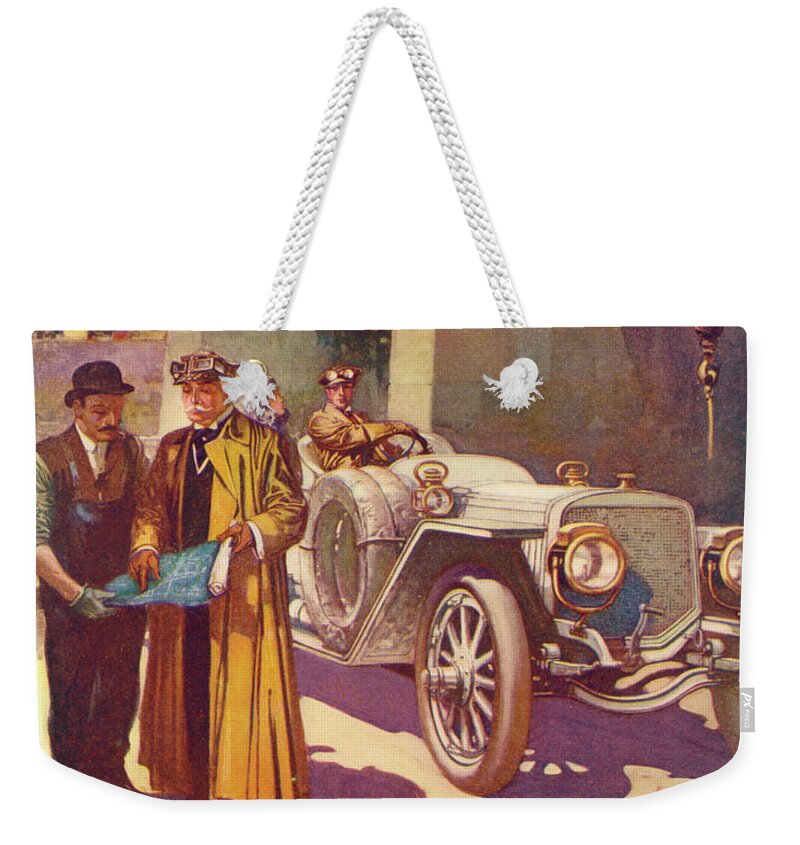 Automobile Weekender Tote Bag featuring the mixed media Lozier Advertisement by Unknown