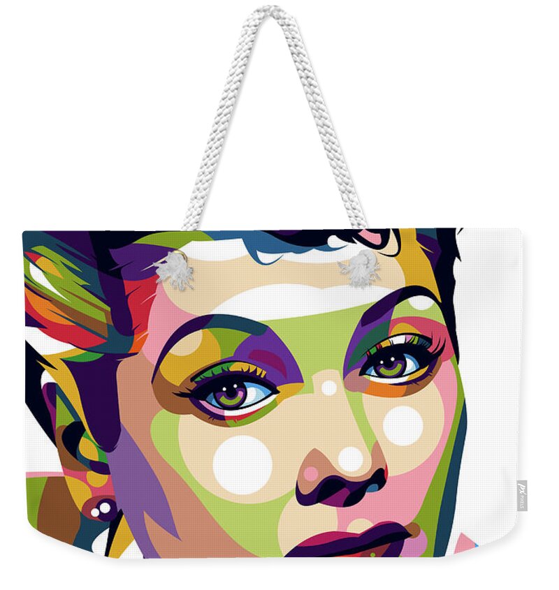 Lucille Weekender Tote Bag featuring the digital art Lucille Ball by Stars on Art