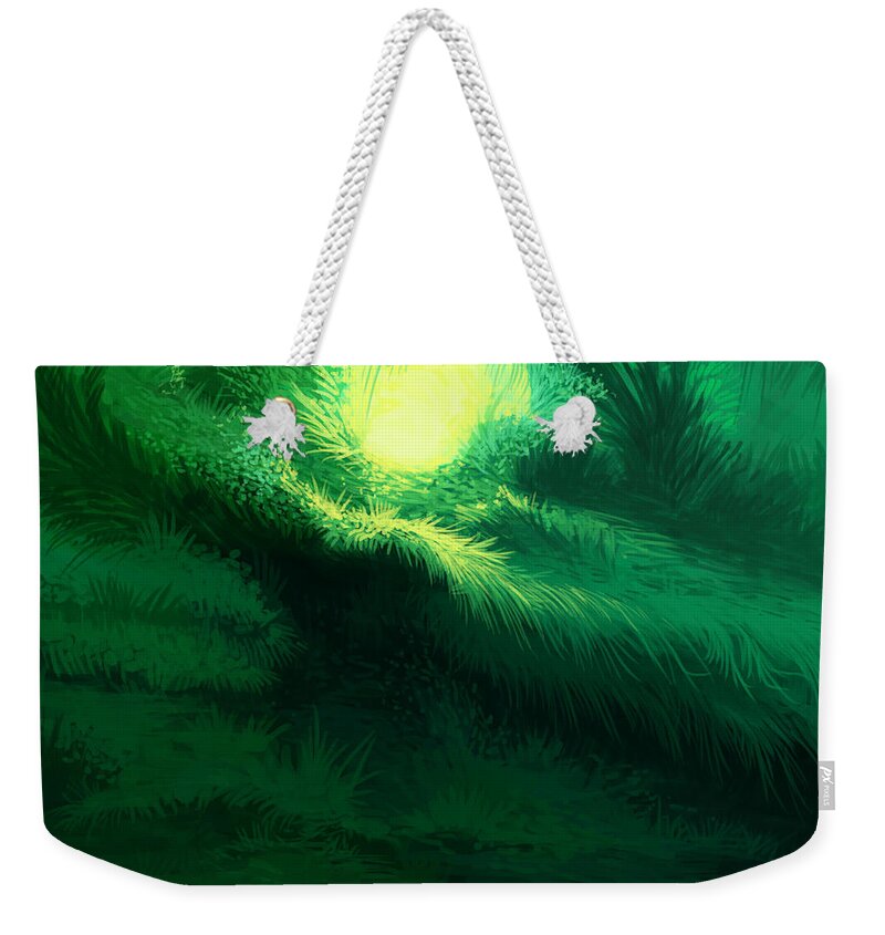 Grass Weekender Tote Bag featuring the digital art Luminous Illustration by Illustrations By Annemarie Rysz