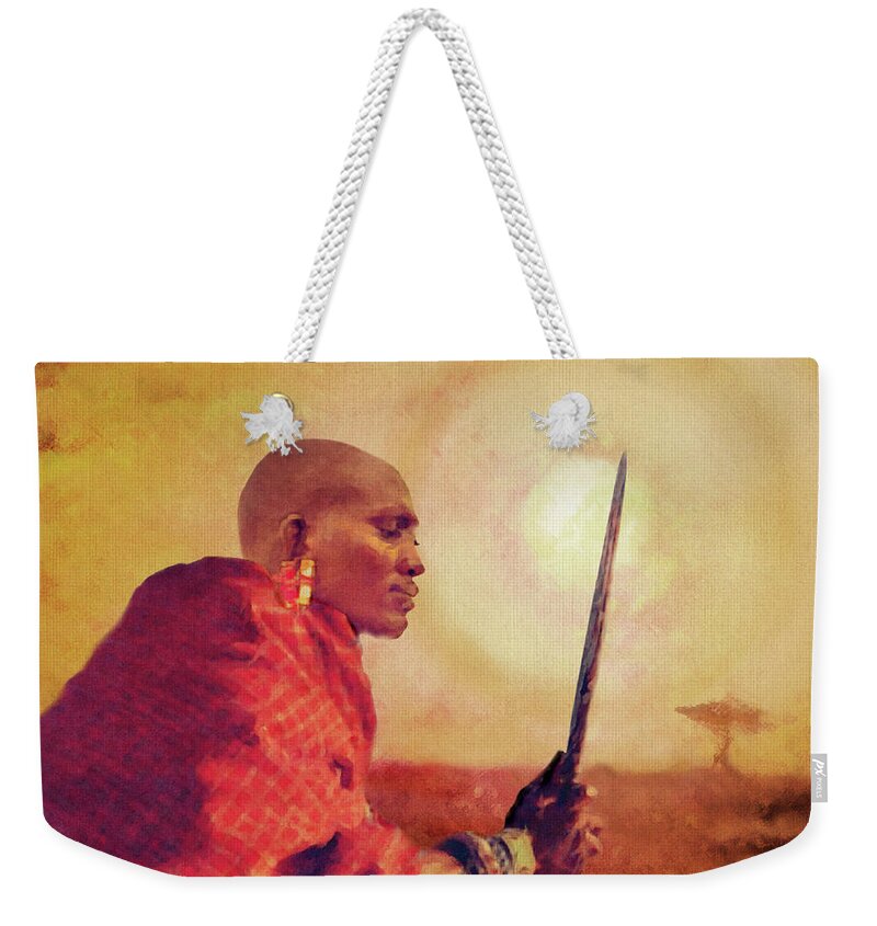 Maasai Warrior Weekender Tote Bag featuring the digital art Maasai by Regina Wyatt