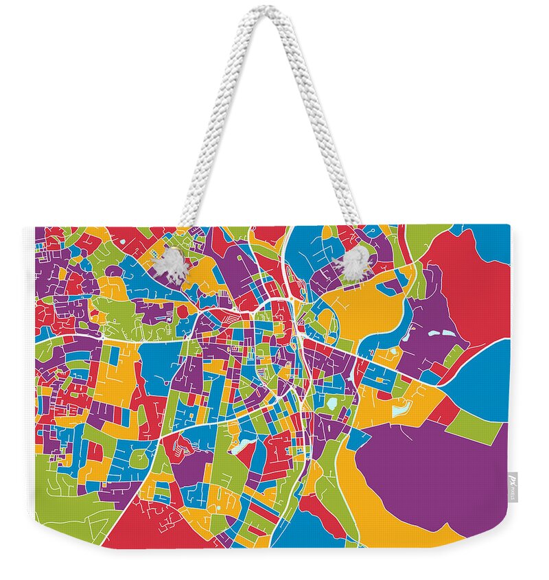 Macclesfield City Map Weekender Tote Bag featuring the digital art Macclesfield City Map by Michael Tompsett