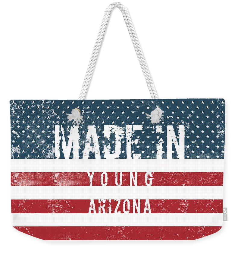 Young Weekender Tote Bag featuring the digital art Made in Young, Arizona #Young #Arizona by TintoDesigns