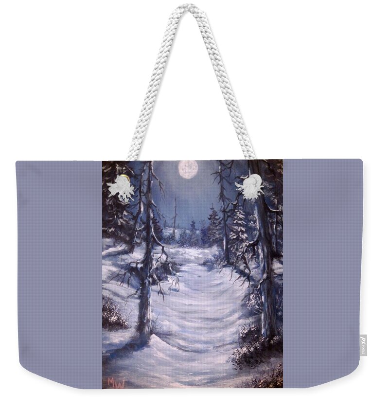 Nighttime Weekender Tote Bag featuring the painting Magical night by Megan Walsh