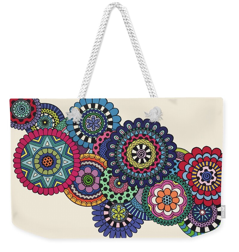 Mandala Weekender Tote Bag featuring the painting Mandalas on Ivory by Beth Ann Scott