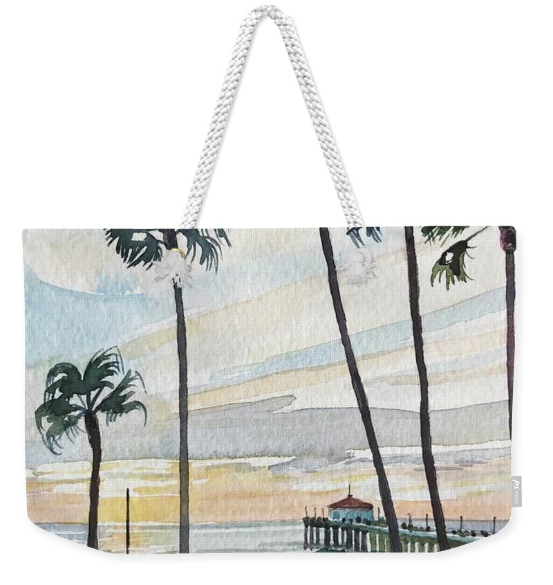 Manhattan Beach Weekender Tote Bag featuring the painting Manhattan Beach #2 by Luisa Millicent
