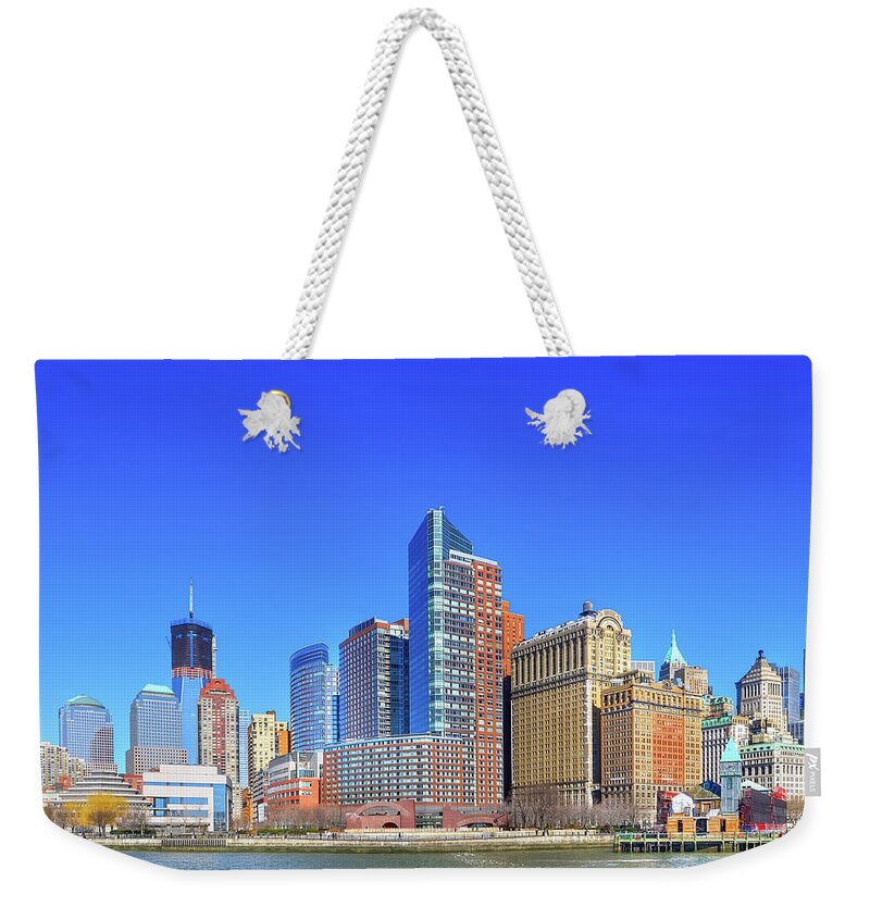 Financial District Weekender Tote Bag featuring the photograph Manhattan Financial District by C.e. Seo