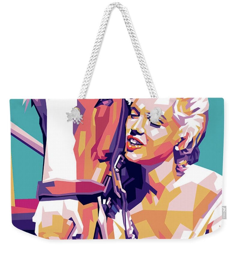Marilyn Monroe Weekender Tote Bag featuring the digital art Marilyn Monroe in River of No Return by Stars on Art
