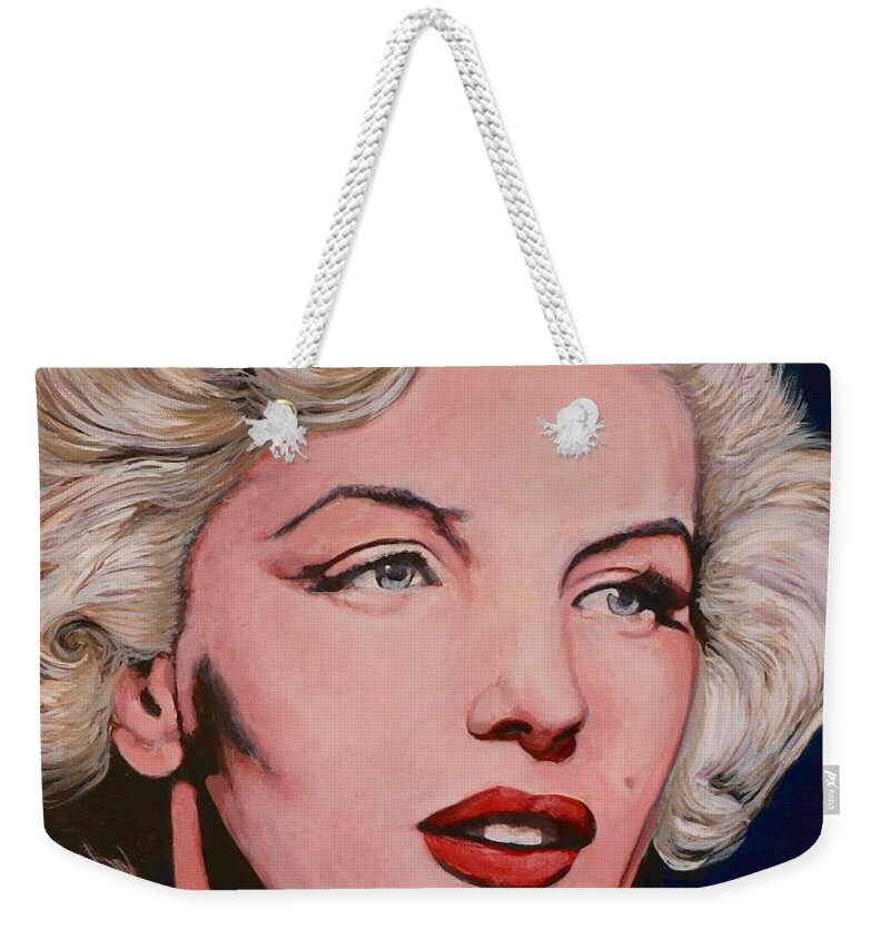 Marilyn Weekender Tote Bag featuring the painting Marilyn Monroe by Tom Roderick