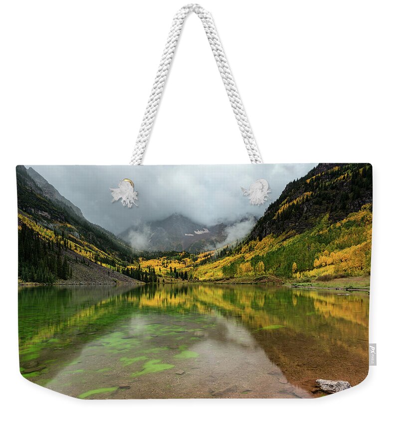 Aspen Weekender Tote Bag featuring the photograph Maroon Bells in Fall 3 by Tibor Vari