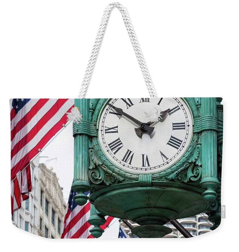 Marshall Field's Great Clock Weekender Tote Bag featuring the photograph Marshall Field's Great Clock by Patty Colabuono