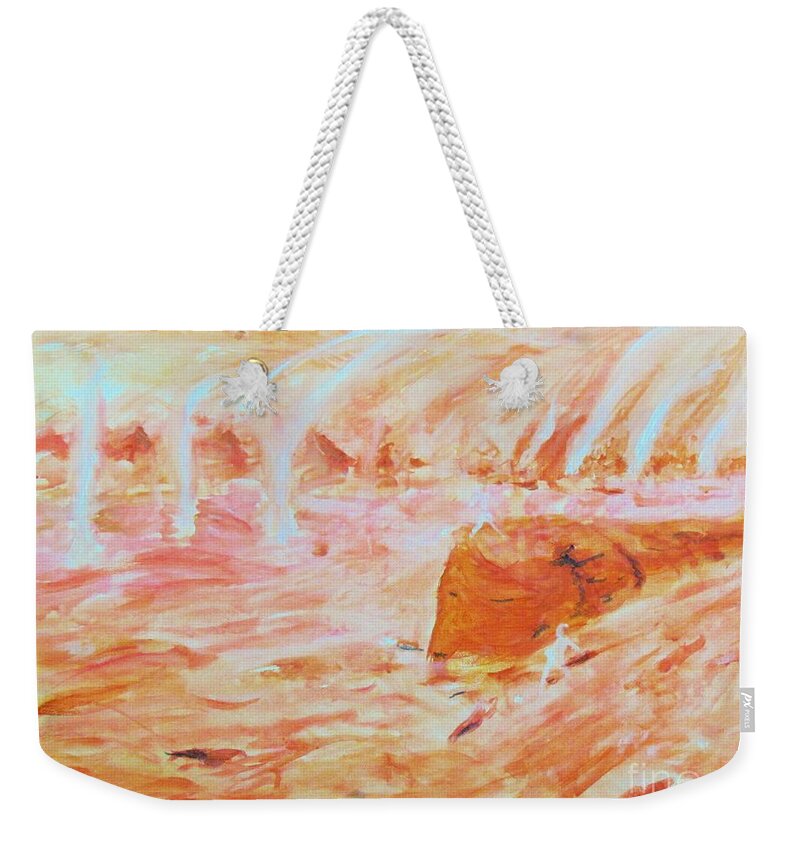 Martian Weekender Tote Bag featuring the painting Martian Dust Storm by Stanley Morganstein