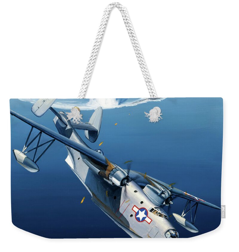 Military Aircraft Weekender Tote Bag featuring the painting Martin PBM-3C Mariner by Jack Fellows