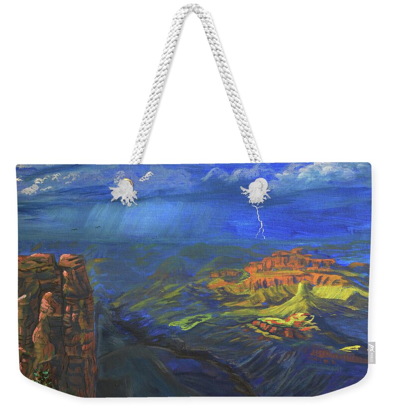 Grand Weekender Tote Bag featuring the painting Mather Point Storm by Chance Kafka