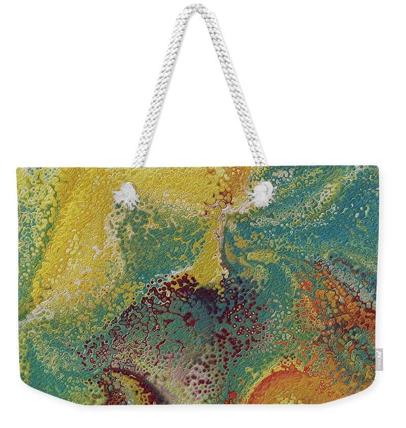 Red Weekender Tote Bag featuring the painting Matthew 11 28. Come To Me by Mark Lawrence
