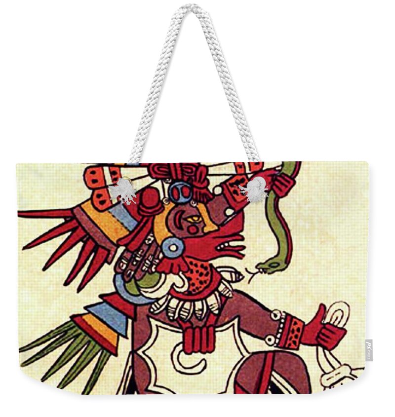 MAYA, MAYAN, Quetzalcoatl, feathered serpent, as depicted in Codex Borbonicus Weekender Tote Bag by Hill Pixels