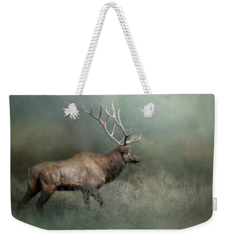 Elk Weekender Tote Bag featuring the photograph Meandering by Jai Johnson