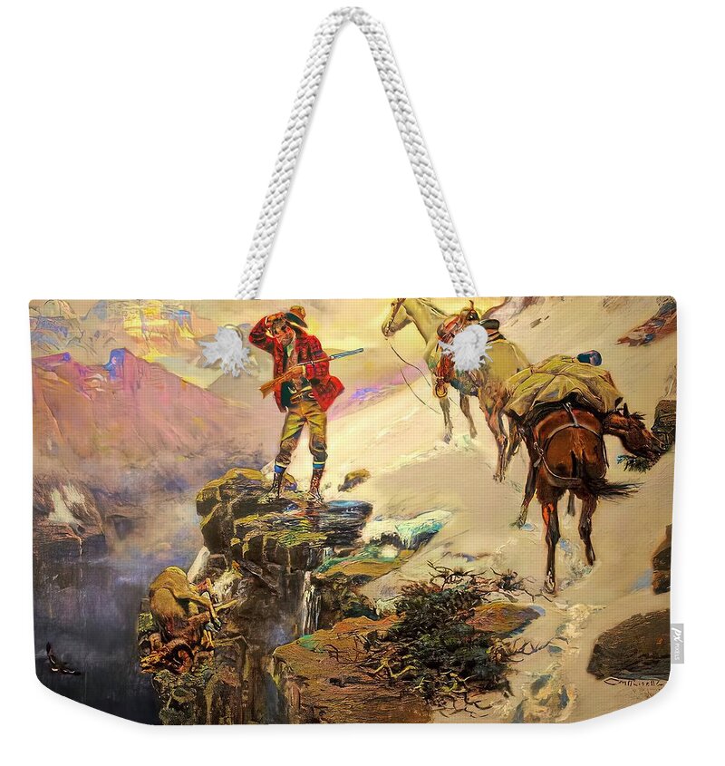 Charles Russell Weekender Tote Bag featuring the digital art Meats Not Meat Til Its In The Pan by Charles Russell