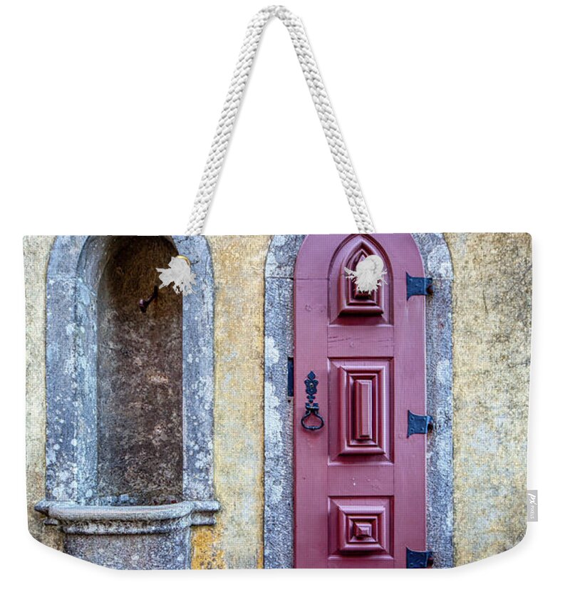 David Letts Weekender Tote Bag featuring the photograph Medieval Red Door by David Letts