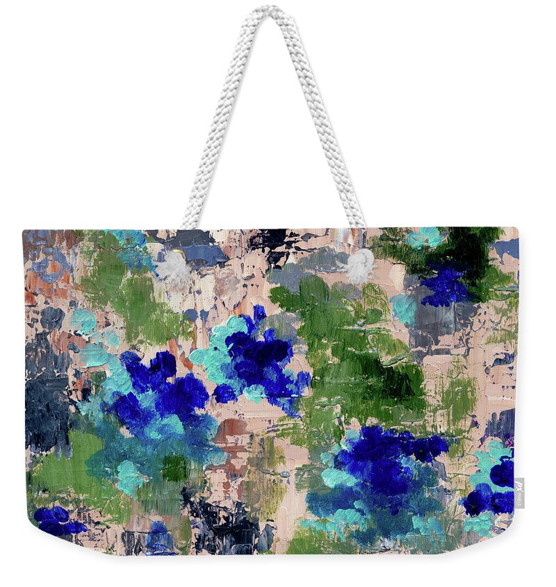 Blue Weekender Tote Bag featuring the painting Mediterranean Blue by Adele Bower