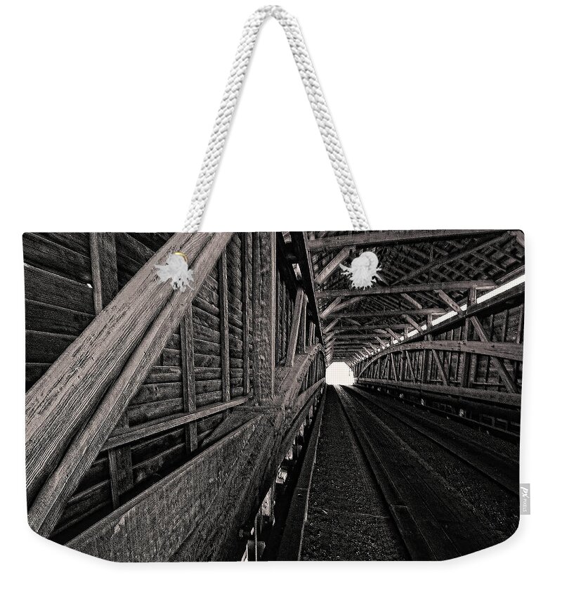 Covered Bridge Weekender Tote Bag featuring the photograph Meems Bottom covered bridge. Shenandoah Valley, VA by Bill Jonscher