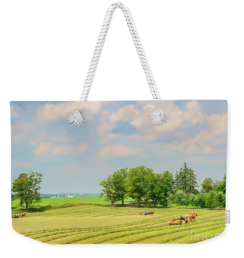 Canada Weekender Tote Bag featuring the photograph Mennonite Farmers by Lenore Locken