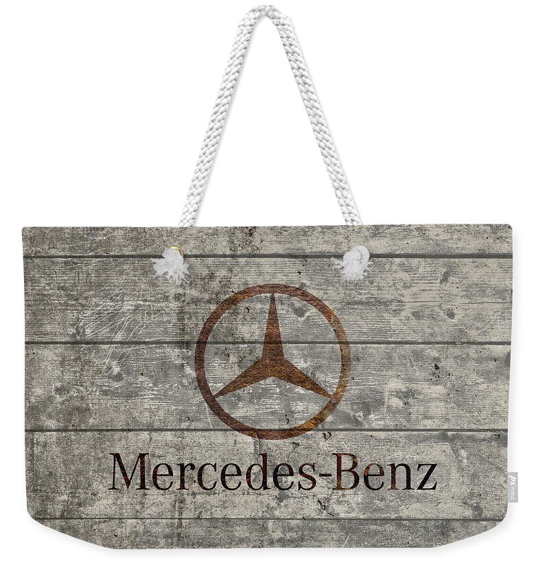 Mercedes Benz Logo Vintage Barn Wood Paint Weekender Tote Bag by