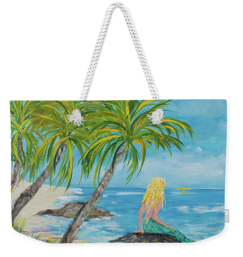 Mermaid Weekender Tote Bag featuring the painting Mermaid Beach by Julie Derice