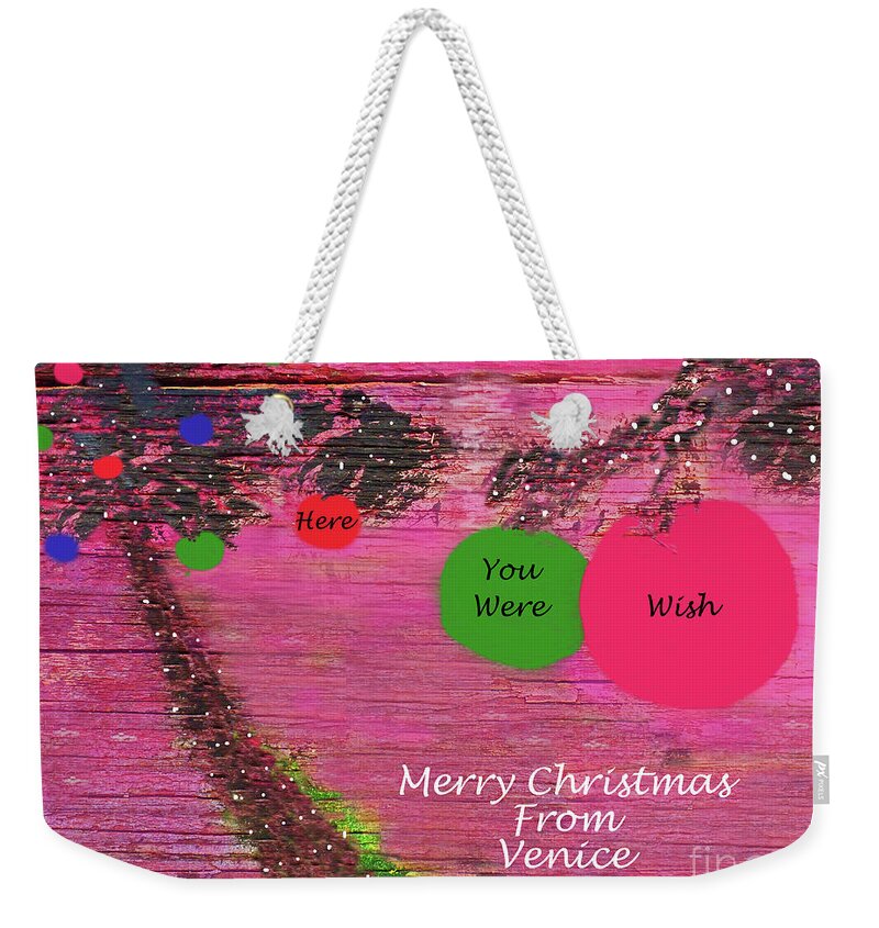 Abstract Weekender Tote Bag featuring the mixed media Merry Christmas from Venice 300 by Sharon Williams Eng