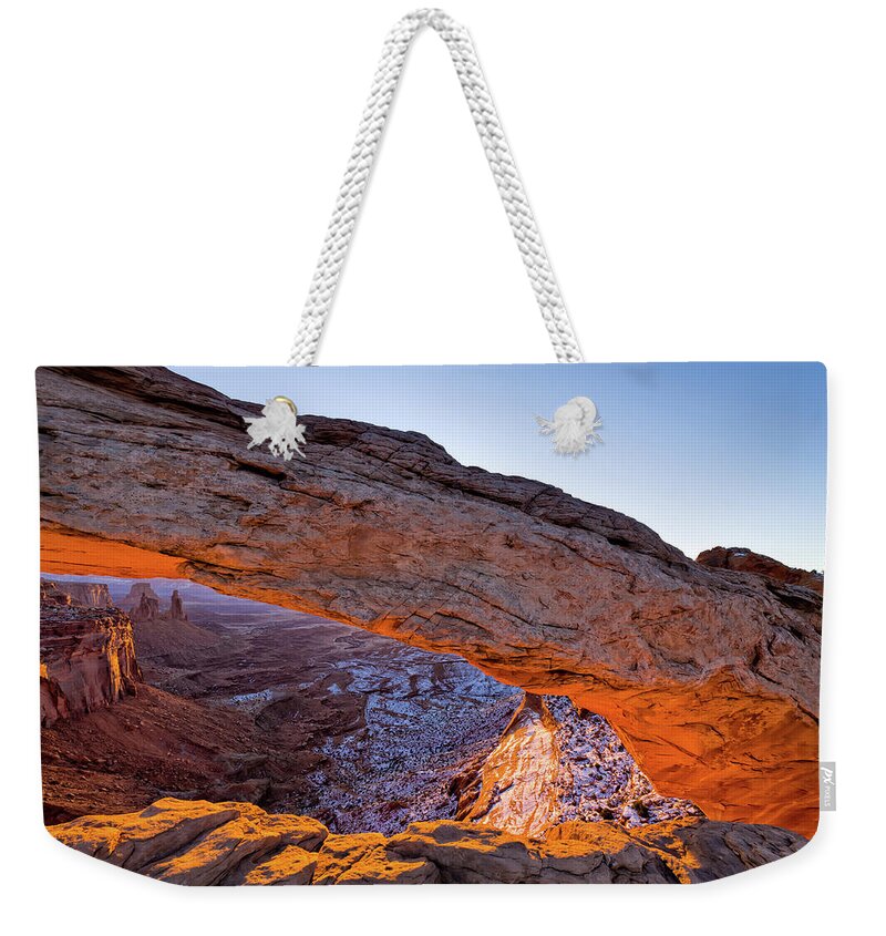 Scenics Weekender Tote Bag featuring the photograph Mesa Arch Landscape Canyonlands Moab by Adventure photo