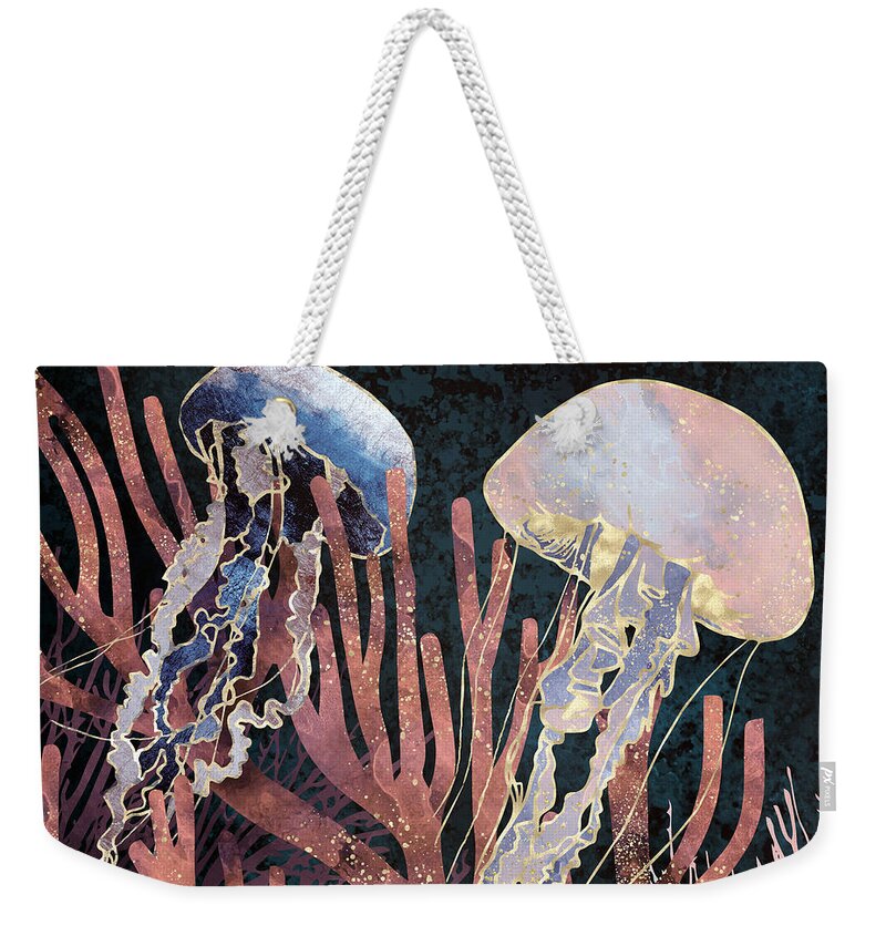 Coral Weekender Tote Bag featuring the digital art Metallic Coral by Spacefrog Designs