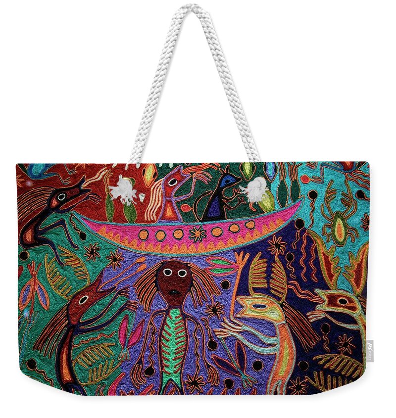 America Weekender Tote Bag featuring the painting Mexico.Mexico city.National Museum of Anthropology. Huichol art. by Album