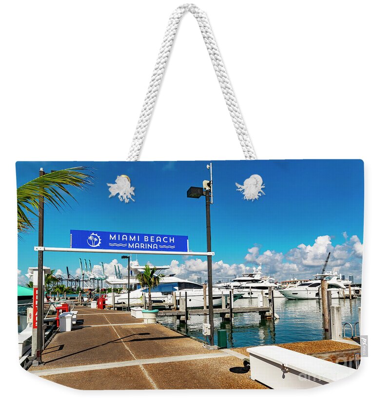 Miami Beach Marina Weekender Tote Bag featuring the photograph Miami Beach Marina 081904 by Carlos Diaz