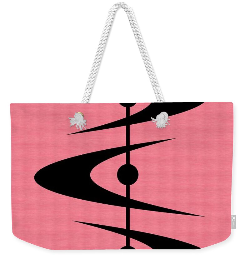  Weekender Tote Bag featuring the digital art Mid Century Shapes 3 in Pink by Donna Mibus
